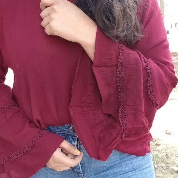 ALL TOO WELL POM POM BELL SLEEVE TOP - Picture 7 of 16